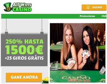 Bonus de bienvenue Casino Allwins jusqu'à 1500 euros